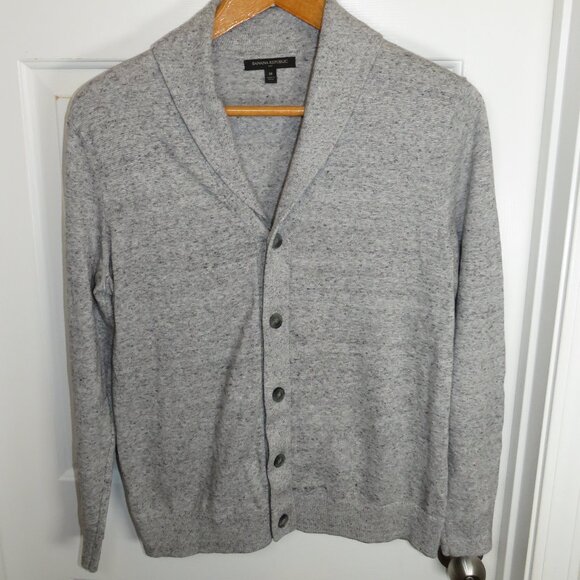Banana Republic Shawl Collar Button Up Cardigan Sweater Knit Grandpa Medium - Picture 1 of 4